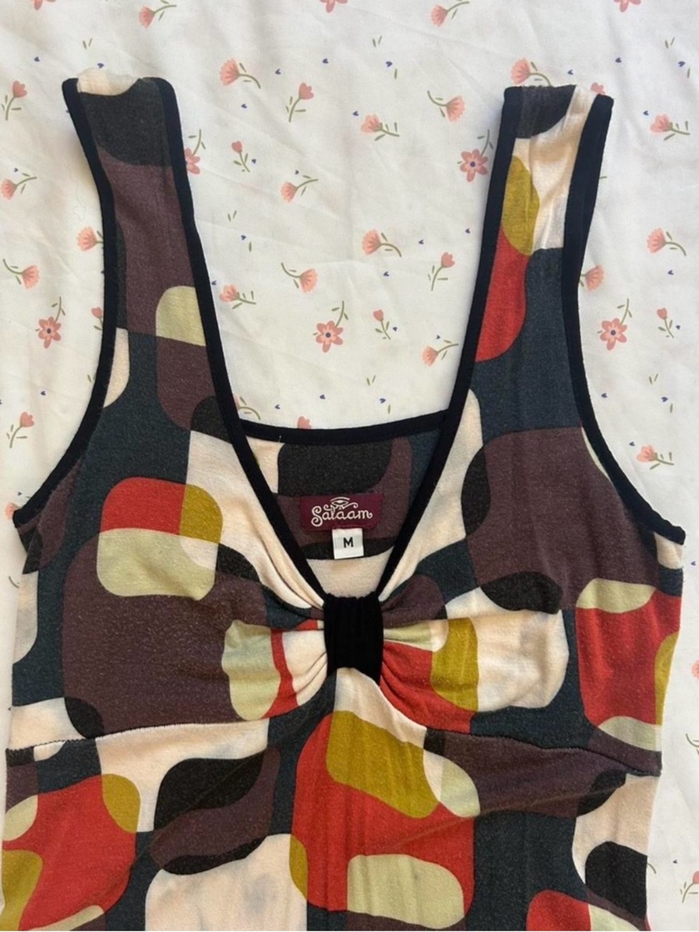 Women's Multicolor Abstract Knot-Front Dress - Medium